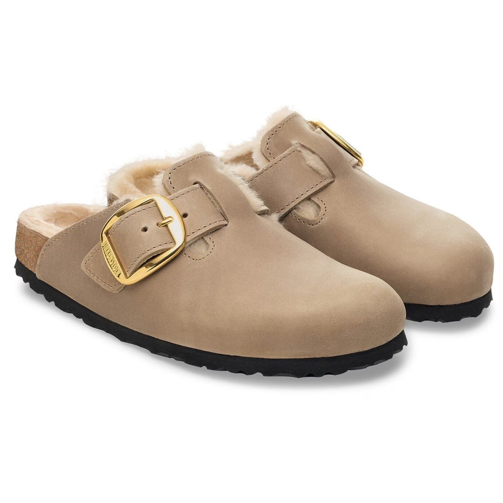 NEW Birkenstock Boston Big Buckle Shearling in Tobacco Brown